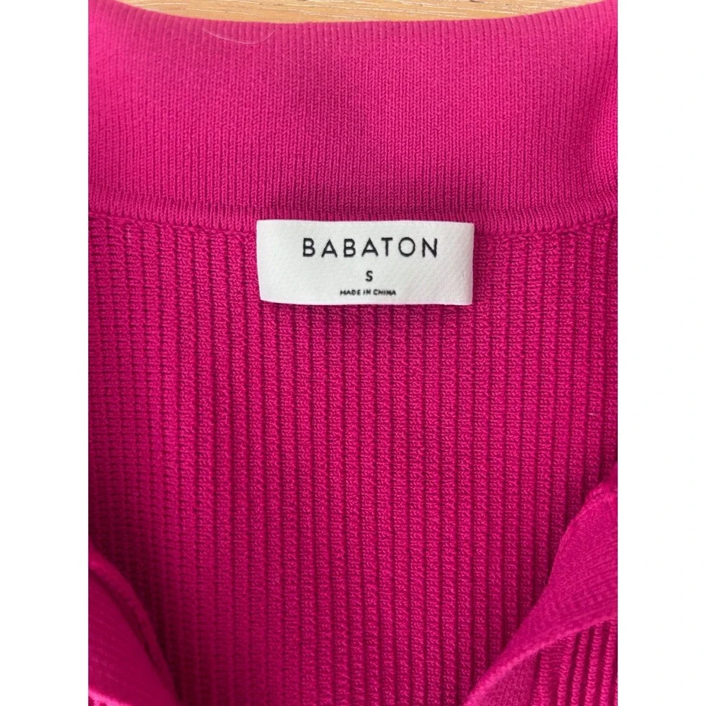 Aritzia Babaton Magenta Pink‎ Ribbed Collar Sleeveless Bodycon Dress Sz S Sculpt